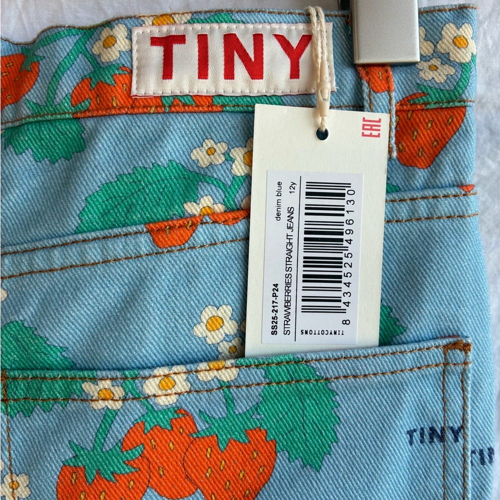 NWT SS25 SET / Tiny Cottons Crop Top + Straight Jeans Strawberries Set - Picture 15 of 16